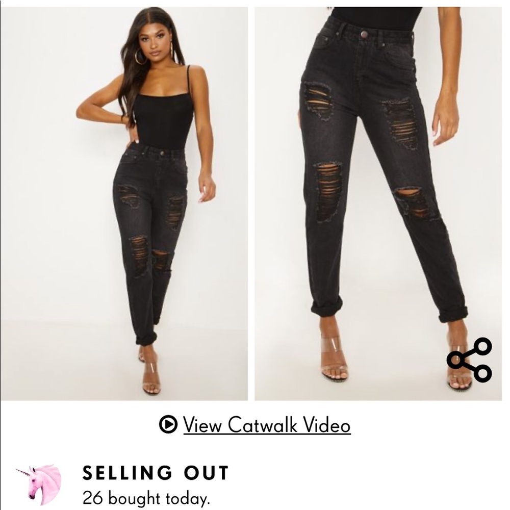 black ripped mom jeans